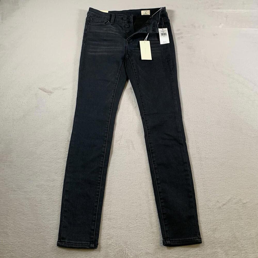 Bridge by Gly Jeans Womens 26 Black‎ Denim Mid Rise Ankle Skinny Button Fly NEW